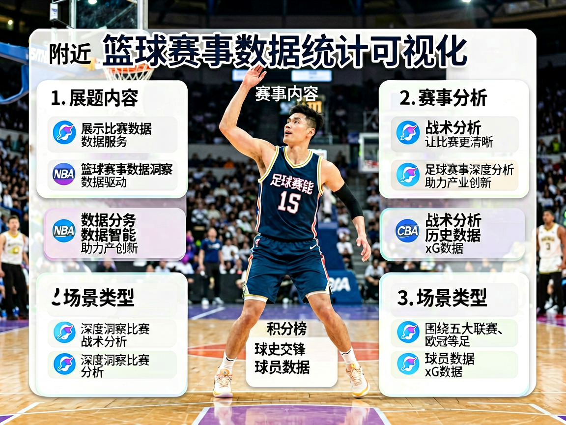 篮球赛事数据统计可视化界面，展示比赛数据图表